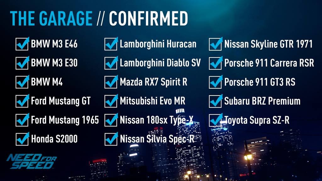 nfs 2015 car list